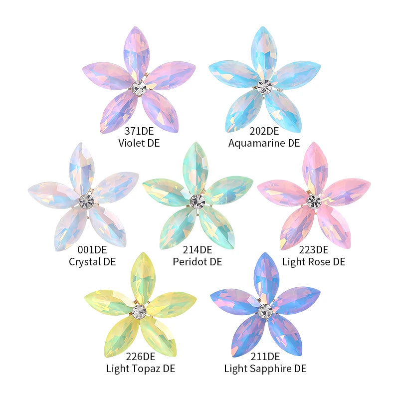 Acmore Crystal High Quality Point Back Navette Alloy Flower Shapes Point Back Rhinestones Loose Glass Stone Design Dress Clothing