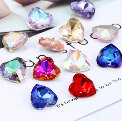 Acmore Crystal High Quality K9 Glass 8-27mm Heart Shape Point Back DIY Decoration Accessories Press on Nail Art Supplies Rhinestones