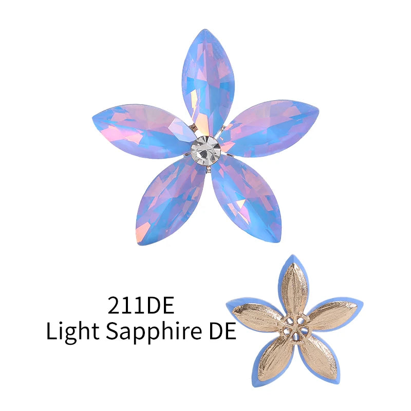 Acmore Crystal High Quality Point Back Navette Alloy Flower Shapes Point Back Rhinestones Loose Glass Stone Design Dress Clothing