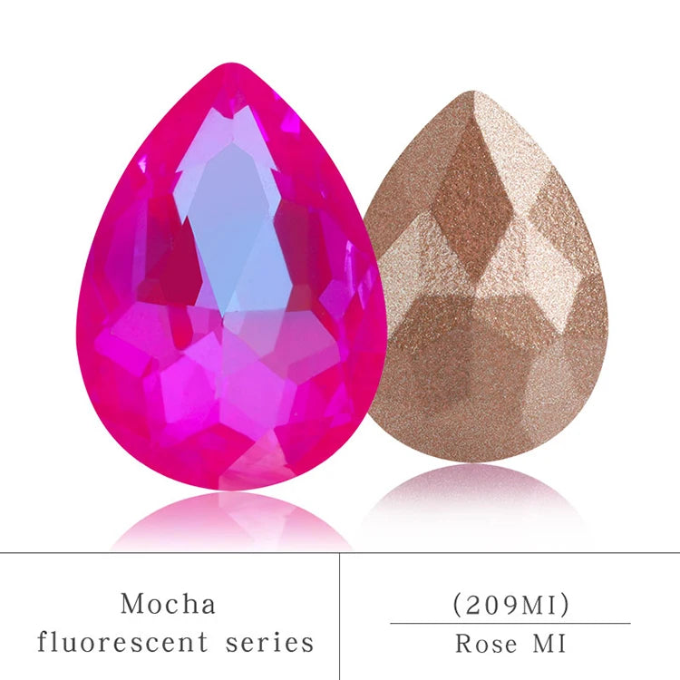 Colorful Drop Rhinestone Sewing Mocha Fluorescent Drop Crystal Stones for Clothes Jewelry Making Garment Decoration Rhinestones
