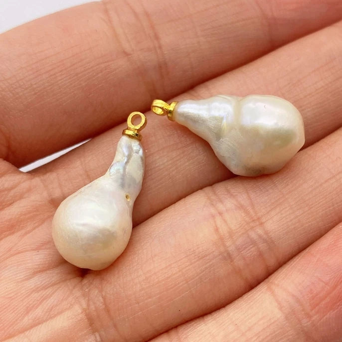 Acmore Crystal Fine Natural Freshwater Pearl Pendant Irregular Shape Star Circular Heart Baroque Pearl Charm DIY Jewelry Accessories