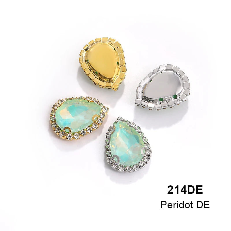 Acmore Crystal Hot Sale Wholesale Colorful Drop Stone With Cup Chain Flat Back Rhinestone Opal Mocha DE Glass Art Designs