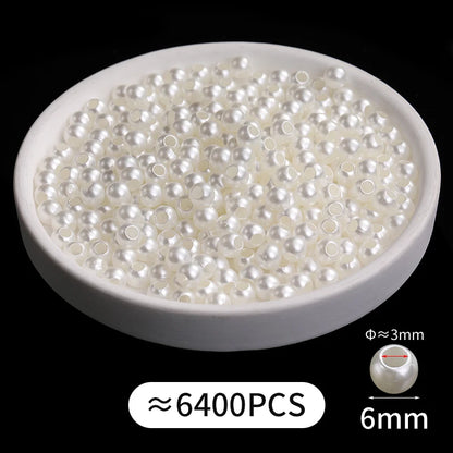 Acmore Crystal Wholesale Pearl Jewelry Beads White Abs Plastic Decoration Pearl Round Loose Pearls in Bulk With Holes