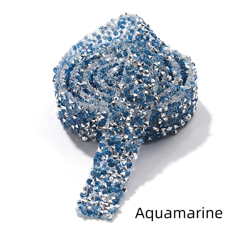 Acmore Crystal High Quality 1.2cm Trim Strass Chain Resin Crystal AB Hot Fix Rhinestones DIY Belt Wedding Dress Garment Craft