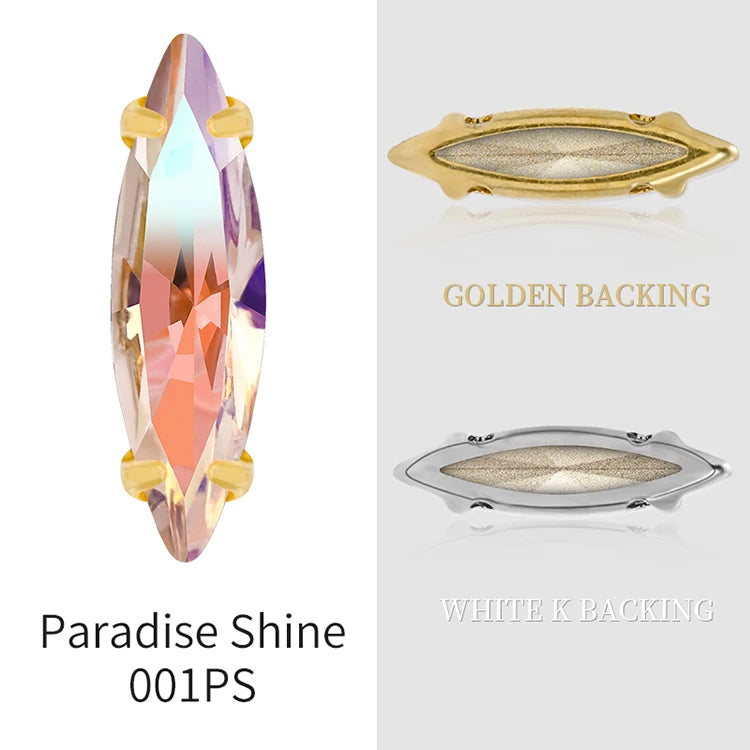 20 Colors Rhinestones Claw Settings Sew on Stones Crystal Rhinestones Gold Navette Claw Stones Navette Claw Stones