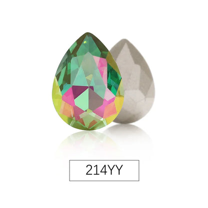 Acmore Crystal New Arrival  Shadow Series Tear Drop Shape Piont Back High Quality Rhinestones Glass Crystal Stone for Nail Art
