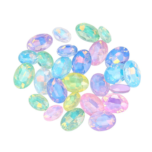 Acmore Crystal Hot Sale Opal Mocha Oval Shape New Design Loose Stones Color Point Back Loose Rhinestone Clothing Accessories DIY