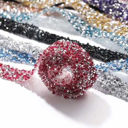 Acmore Crystal High Quality 1.2cm Trim Strass Chain Resin Crystal AB Hot Fix Rhinestones DIY Belt Wedding Dress Garment Craft