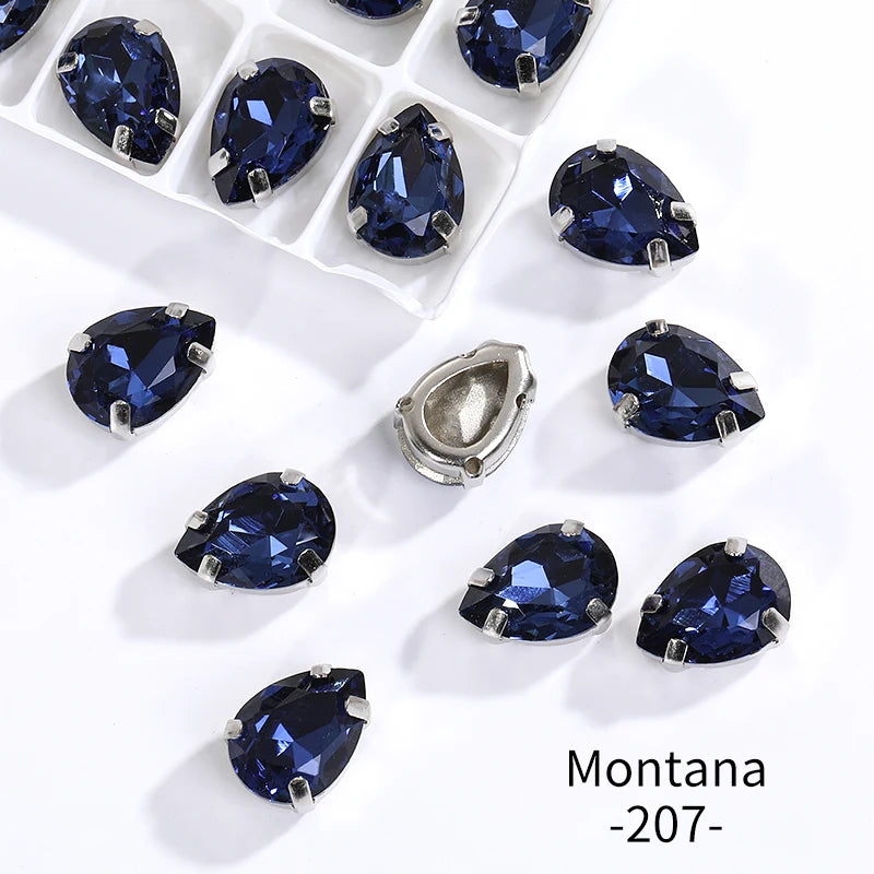 Acmore Crystal Crystals Rhinestone With Claw Strass Gems Sew on Rhinestone Drop Shape Crystal Fancy Stone With Claw for Garment