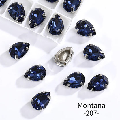 Acmore Crystal Crystals Rhinestone With Claw Strass Gems Sew on Rhinestone Drop Shape Crystal Fancy Stone With Claw for Garment