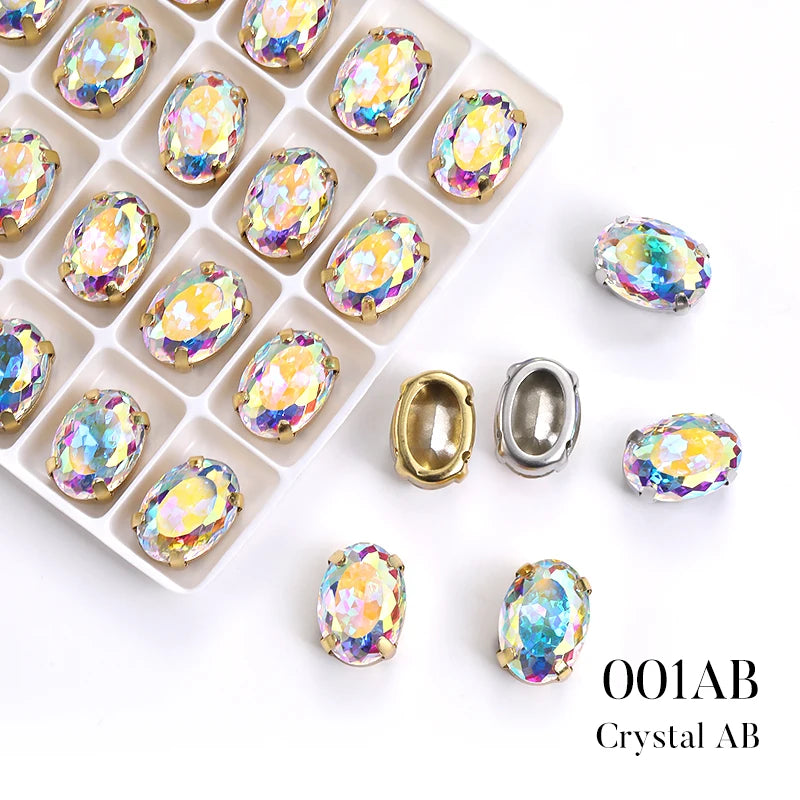 Acmore Crystal High Quality Oval Shape Nest Face Glass Stone  Claw Rhinestone for Jewelry Making  Accessories