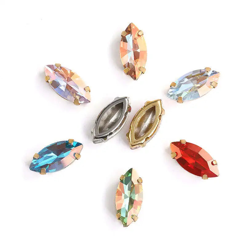 Acmore Crystal High Quality Navette Horse Eye  LA Series  Crystal Glass Claw Rhinestone for  Sewing  Accessories