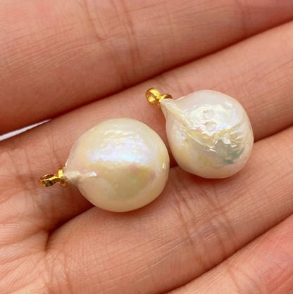 Acmore Crystal Fine Natural Freshwater Pearl Pendant Irregular Shape Star Circular Heart Baroque Pearl Charm DIY Jewelry Accessories