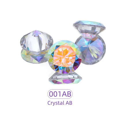 Acmore Crystal High Quality Colorful Round Zircon Transparent Pointeback Glass Rhinestone for Jewelry Making & Nail Art