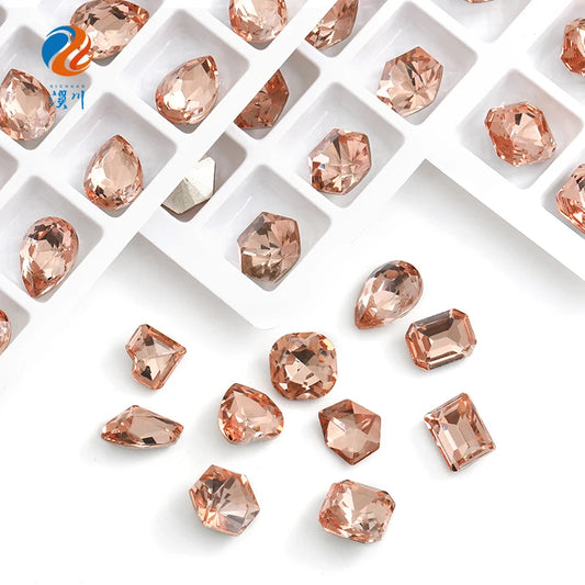Acmore Crystal Light Padp Summer Style 3D Point Back More Shape Shiny Glass Crystal Nail Art Rhinestones