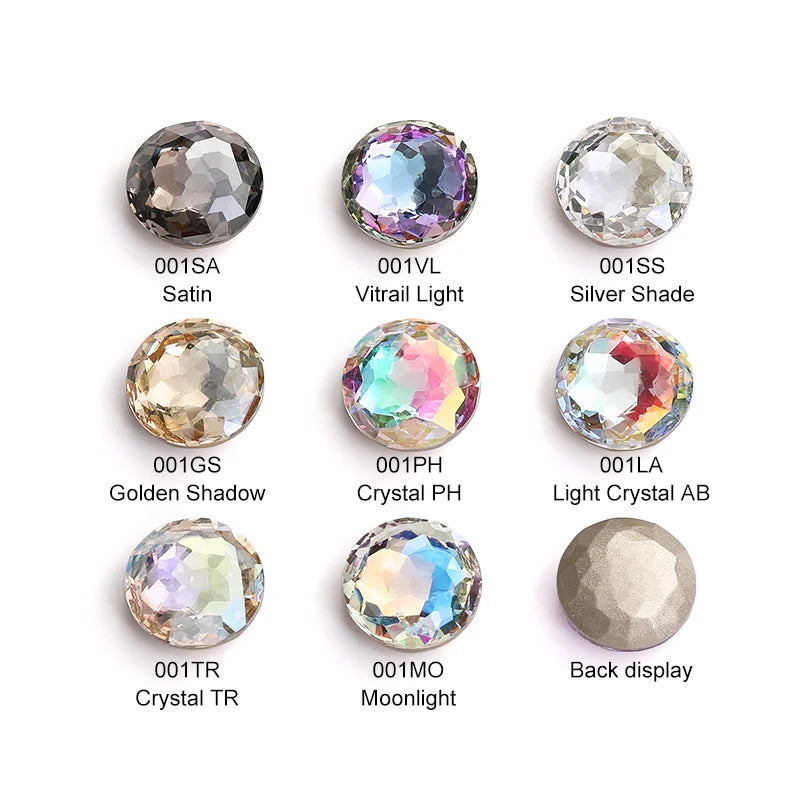 Acmore Crystal High Quality K9  Crystal Glass 12mm Mandala Round Pointback  Rhinestones  for Decoration DIY Accessories
