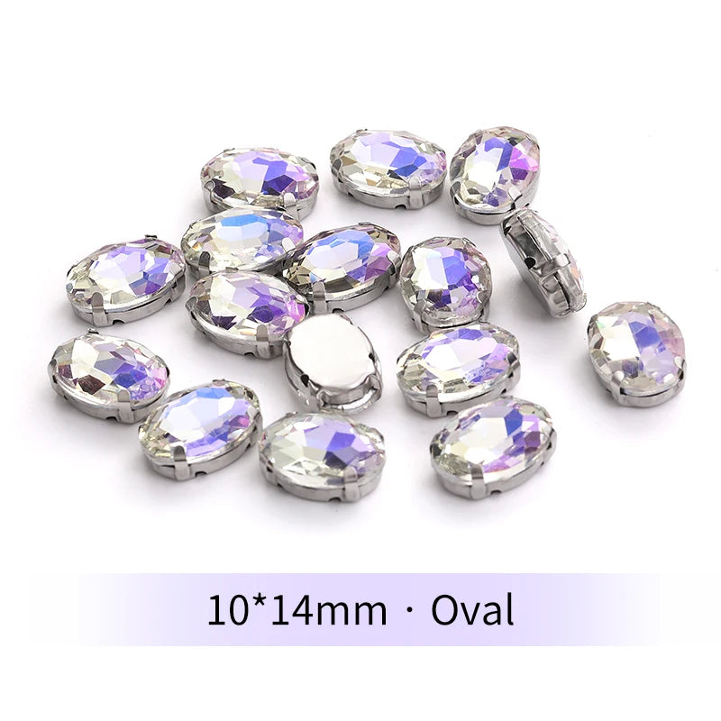 Acmore Crystal Moonlight Mixed Shapes Sew on Rhinestone With Silver Claw Setting DIY for Festival Decoration Accessories