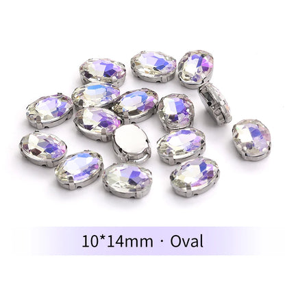Acmore Crystal Moonlight Mixed Shapes Sew on Rhinestone With Silver Claw Setting DIY for Festival Decoration Accessories