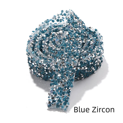 Acmore Crystal High Quality 1.2cm Trim Strass Chain Resin Crystal AB Hot Fix Rhinestones DIY Belt Wedding Dress Garment Craft