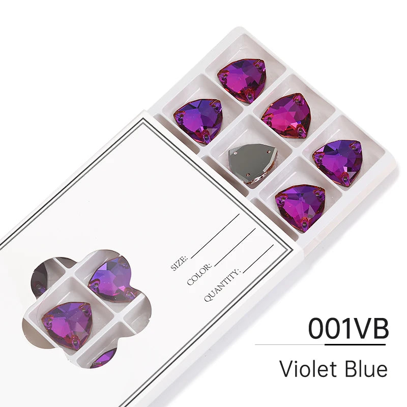 Acmore Crystal Fat Triangle Hot Selling DIY Shiny Crystal K9 Glass Sew on Rhinestone Fancy Stones Strass for Wedding Dress Decoration