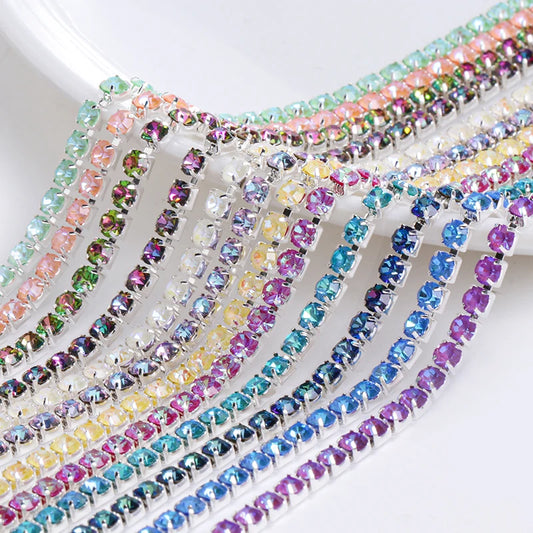 Acmore Crystal Hot Sale SS4-SS12 MI Series Color Shiny Round Stone Glass Silver Claw Rhinestones Chain Art Supplies DIY Accessories