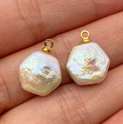 Acmore Crystal Fine Natural Freshwater Pearl Pendant Irregular Shape Star Circular Heart Baroque Pearl Charm DIY Jewelry Accessories