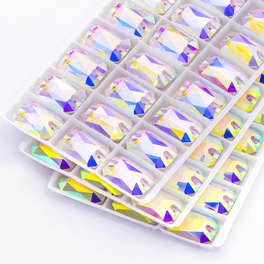 Acmore Crystal Octagon Sew on Flat Back Stone Jewelry Finding Crafts Making Decoration Accessories Stones Sewing on Clothes