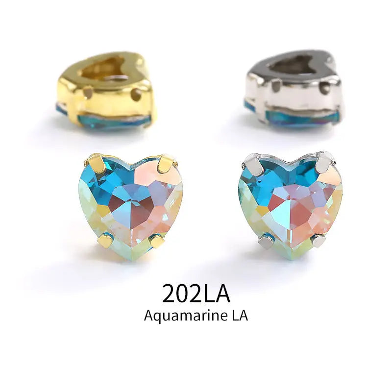 Acmore Crystal High Quality Heart  LA Series Glass  Copper Claw Fancy Rhinestones for Sewing Accessories Jewelry Making