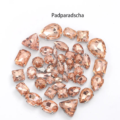 Acmore Crystal Mixed Shapes 22 Colors Four-point Stainless Steel Claw Loose Sew on Crystal Stone Glass DIY Rhinestone With Claw Setting