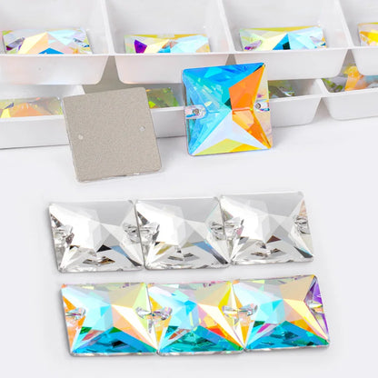 Acmore Crystal New Princess square Shape Crystal ab Hand Stitch DIY for Dress Clothes Sew on Crystal Stone Rhinestone Accessories