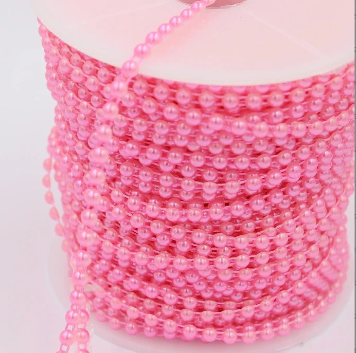 Acmore Crystal  4mm Craft Imitation Pearl Beads Cotton Line Chain for DIY Wedding Party Decoration Party Jewelry Findings Accessories