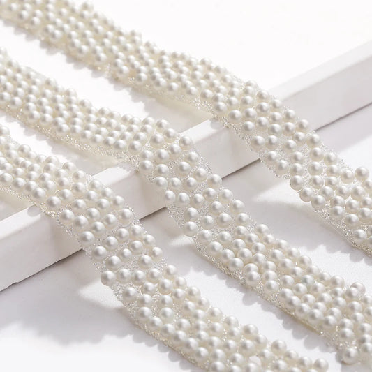 Acmore Crystal Factory Customized 1.2cm Width ABS Imitation Pearl Rhinestone Resin Strips  DIY Jewelry Accessories for Shoes & Bag