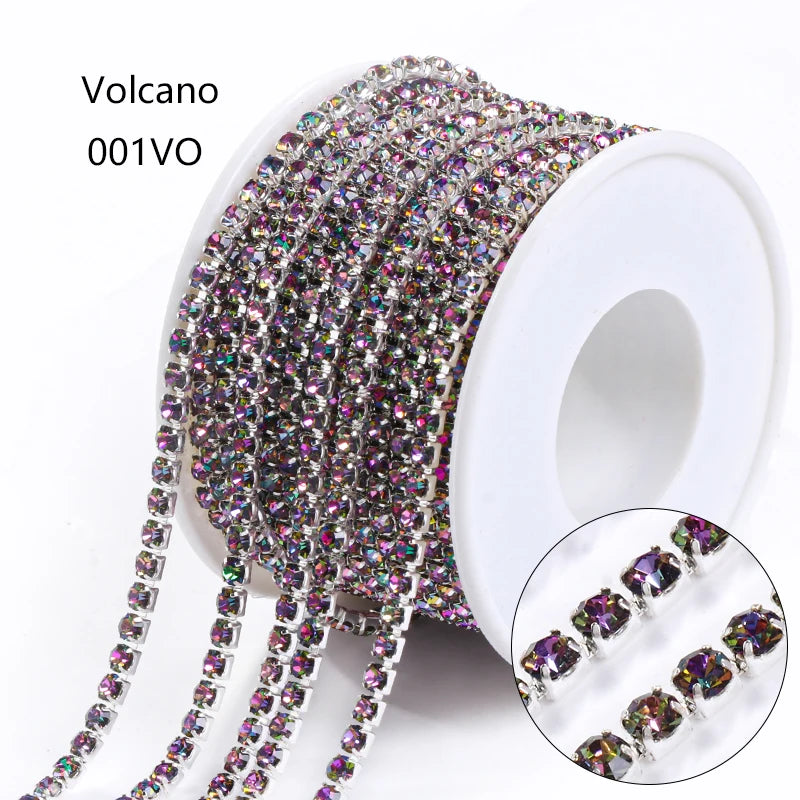 Acmore Crystal Hot Sale SS4-SS12 MI Series Color Shiny Round Stone Glass Silver Claw Rhinestones Chain Art Supplies DIY Accessories