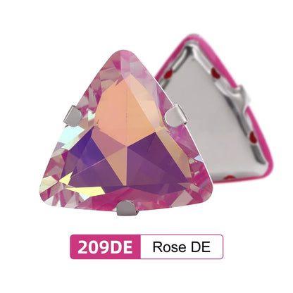Acmore Crystal New Arrival 18MM  Triangle  Opal Mocha DE Series Rhinestone Claw  Sew on Crystal  With Claw DIY Art Decorations