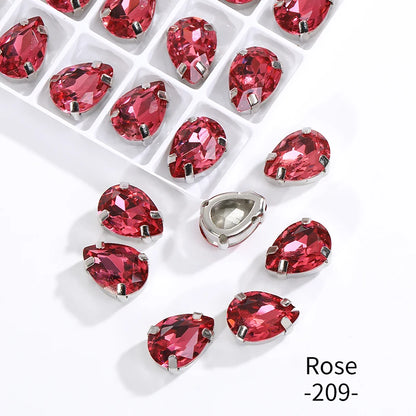 Acmore Crystal Crystals Rhinestone With Claw Strass Gems Sew on Rhinestone Drop Shape Crystal Fancy Stone With Claw for Garment
