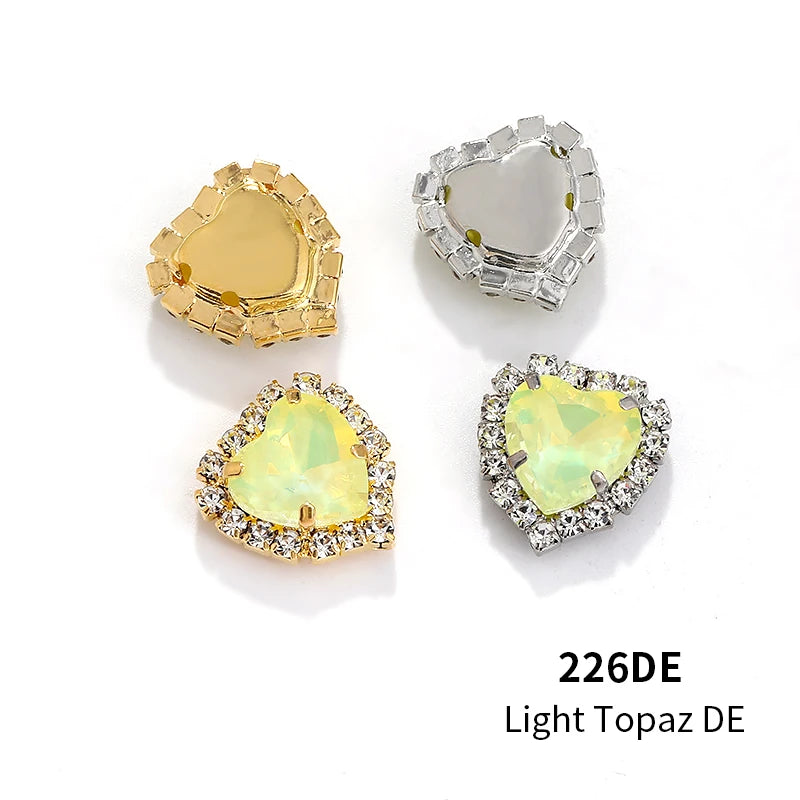 Acmore Crystal Wholesale Sew on Flatback Glass Heart Opal Mocha Loose Rhinestones Crystal Stones  DIY Art Decorations