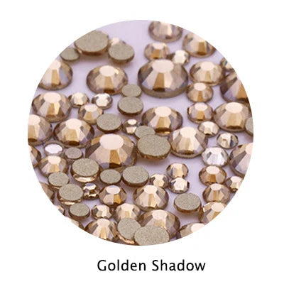 Acmore Crystal Gold Flat Back Round 40 Colors SS3-SS20 Mixed 3d Crystal ab Press on Nail Art Supplies Rhinestone Accessories