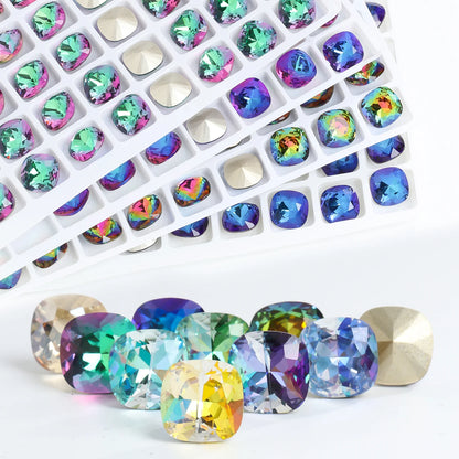 Acmore Crystal Wholesale Cushion Pointback Rhinestone K9 Glass Fancy Stone Loose Glass Design DIY Clothes Bags Shoes