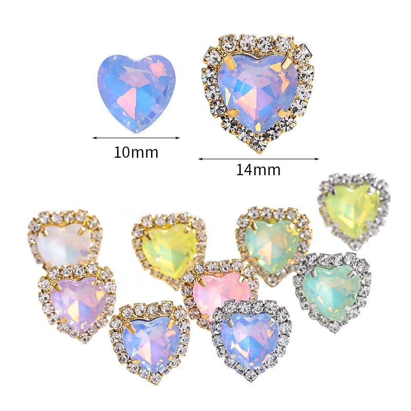 Acmore Crystal Wholesale Sew on Flatback Glass Heart Opal Mocha Loose Rhinestones Crystal Stones  DIY Art Decorations