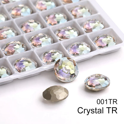 Acmore Crystal High Quality K9  Crystal Glass 12mm Mandala Round Pointback  Rhinestones  for Decoration DIY Accessories