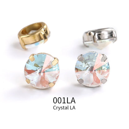 Acmore Crystal High Quality Rivoli Shaped  LA Series Crystal Glass Pointback Rhinestone With Claw for Jewelry Making