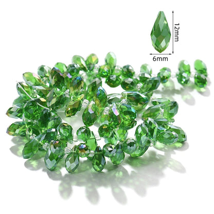 Acmore Crystal   6*12MM Water Drop Faceted Crystal Glass Beads Accessories for Bracelet Making 12 Colors  Loose Stone Glass Crafts