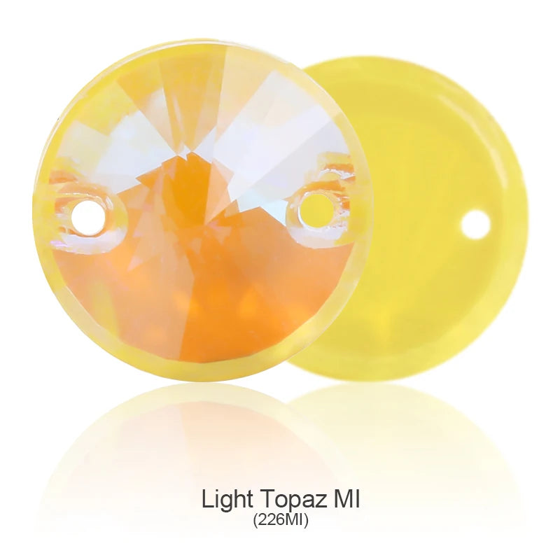 Acmore Crystal New MI Series Rivoli Shaped Round High Quality 3d K9 Glass Sew on Crystal Stones Rhinestone DIY Accessories