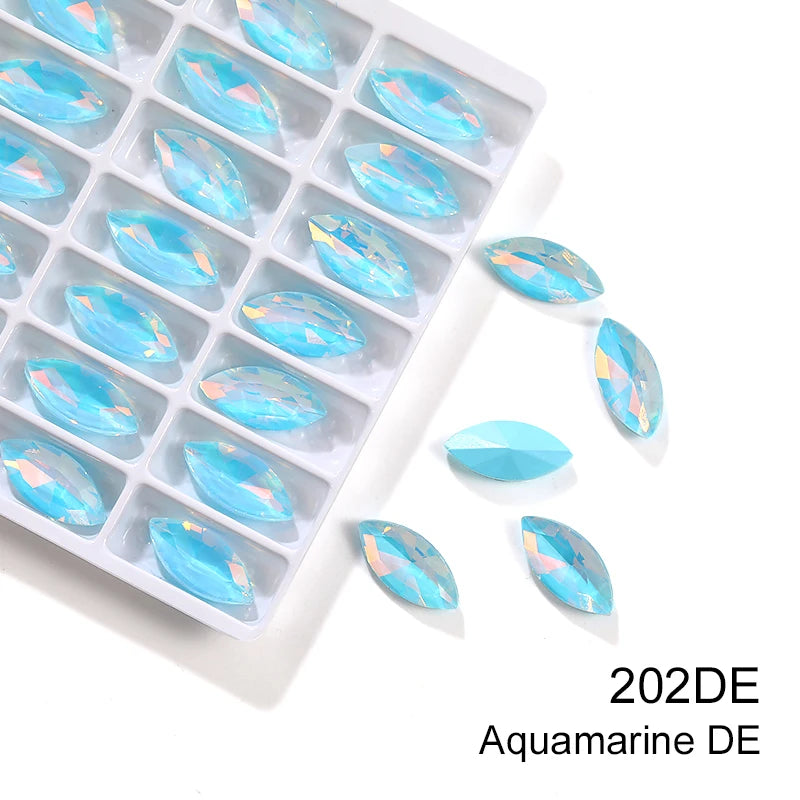 Xihcuan Wholesale Navette Shape Point Back Class Opal Mocha DE Rhinestones Glue on Clothes Fashion DIY Nail Art