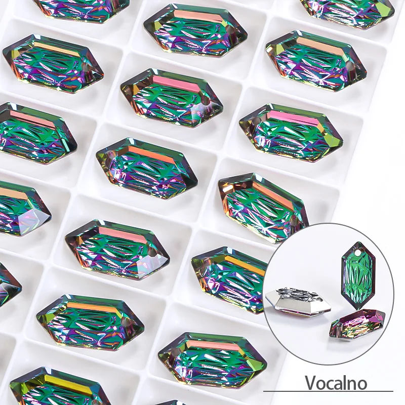 Acmore Crystal Relief Series Long Rhombus Glitter Custom DIY K9 Crystal Bead Jewelry Pendants for Necklace Earring Brooch Women