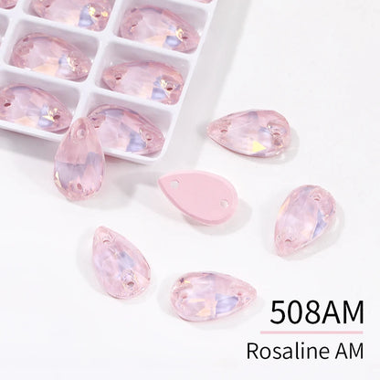 Acmore Crystal Drop Shape New  Color Series Crystal Flatback Sew on Rhinestone for Garment Shoes Bag Decoration