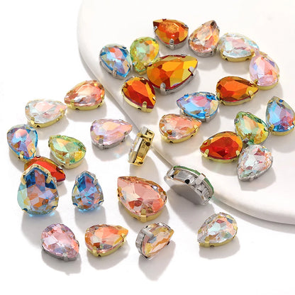 Acmore Crystal New Arrival LA Series Waterdrop Shape Stainless Steel Claw Setting Piont Back Crystals Sew on Beads for Jewelry