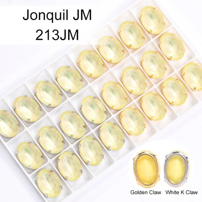 Acmore Crystal Oval Shaped Aurora Mocha K9 Glass Rhinestone With Golden Copper Hollow Claw Sewing on Clothes Garment DIY Accessories
