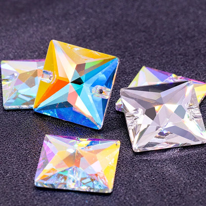 Acmore Crystal New Princess square Shape Crystal ab Hand Stitch DIY for Dress Clothes Sew on Crystal Stone Rhinestone Accessories