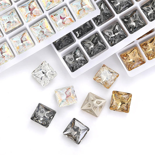 Acmore Crystal Square Shape Star Meteorite Series 12 /18mm K9 Glass Pointback Crystal Stones Rhinestones for Jewelry Making Garment